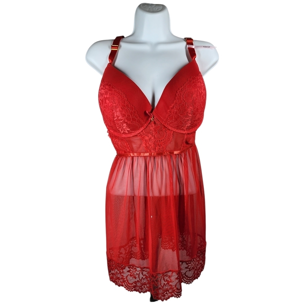DAISY FUENTES LACE/MESH BABYDOLL LINGERIE